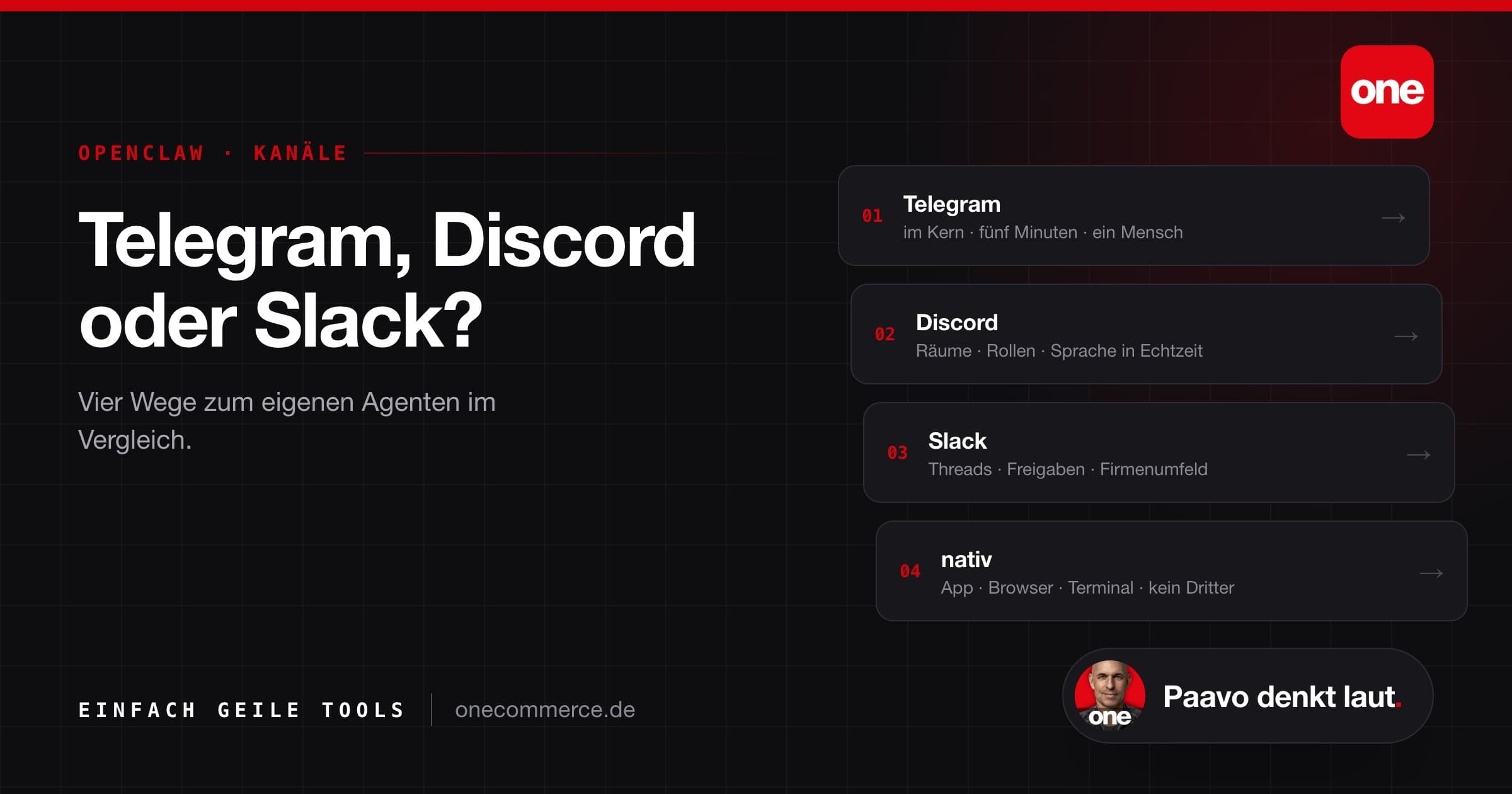 Telegram, Discord oder Slack: über welchen Kanal euer OpenClaw Agent sprechen sollte Visual