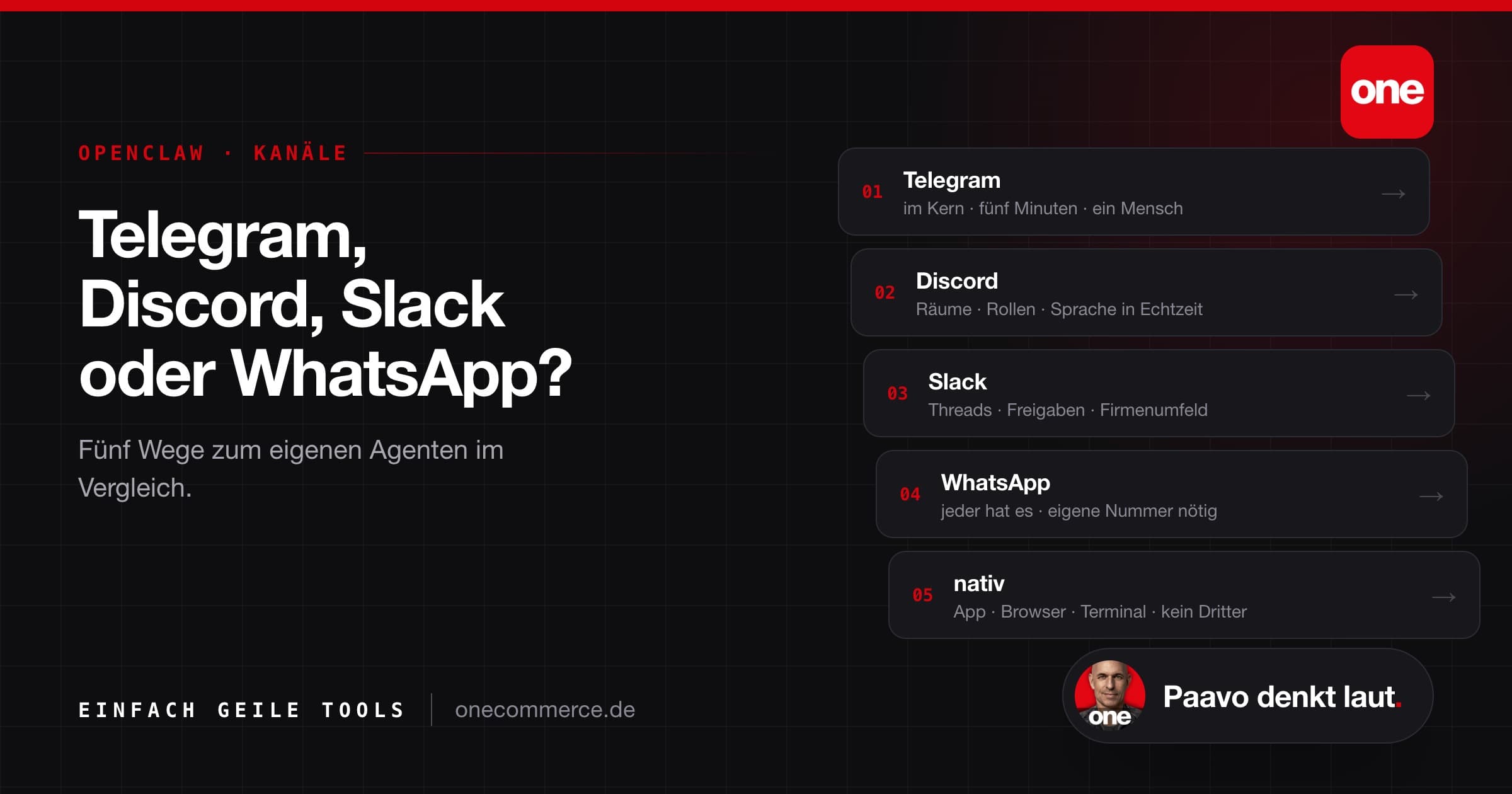 Telegram, Discord, Slack oder WhatsApp: über welchen Kanal euer OpenClaw Agent sprechen sollte Visual