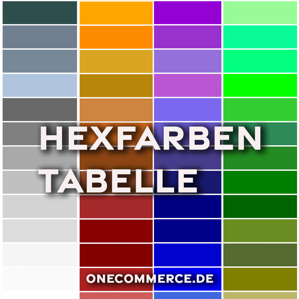 HEXWERT Farbtabelle - HTML Farben & Codes | One Commerce